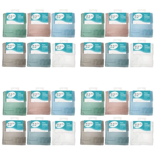 Beauty & Me Face Washer 100% Cotton 34 x 34cm - Random Colour Supplied Pack of 4