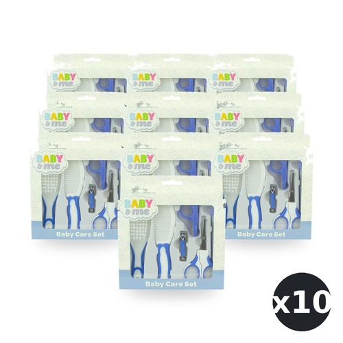 Baby & Me 6 Piece Blue Grooming Kit with Brush Comb Clipper and Scissors Pack of 10