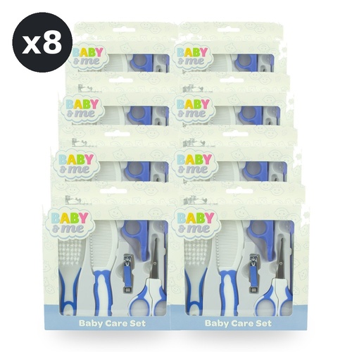 Baby & Me 6 Piece Blue Grooming Kit with Brush Comb Clipper and Scissors Pack of 8