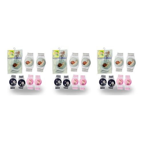 Baby Crawling Knee Pads Pair Assorted Designs - Random Design and Colour Supplied Bundle of 3