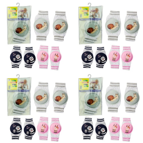 Baby Crawling Knee Pads Pair Assorted Designs - Random Design and Colour Supplied Bundle of 4