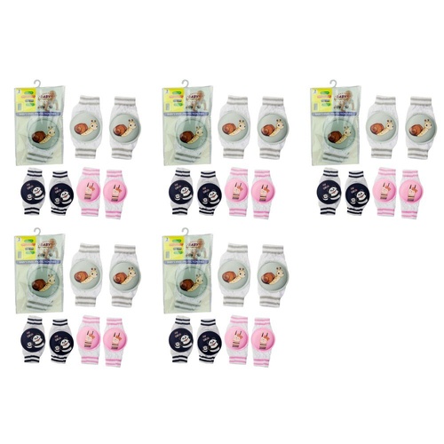 Baby Crawling Knee Pads Pair Assorted Designs - Random Design and Colour Supplied Bundle of 5