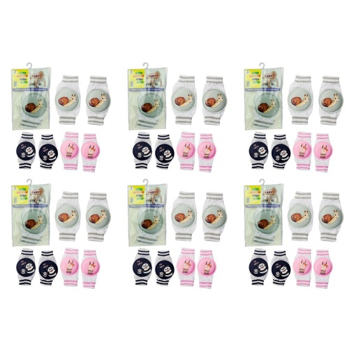 Baby Crawling Knee Pads Pair Assorted Designs - Random Design and Colour Supplied Bundle of 6