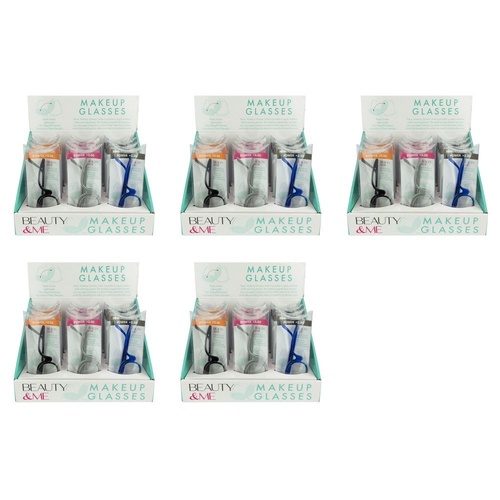 Beauty & Me Magnifying Makeup Glasses Counter Display of 12 (4 x +2.50, 4 x +3.00, 4 x +3.50) Bundle of 5