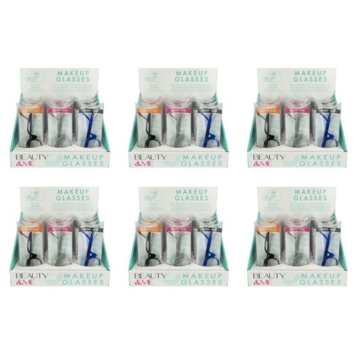 Beauty & Me Magnifying Makeup Glasses Counter Display of 12 (4 x +2.50, 4 x +3.00, 4 x +3.50) Bundle of 6