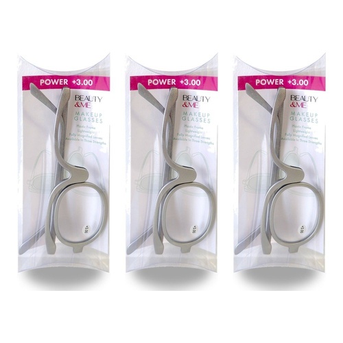 Beauty & Me Magnifying Makeup Glasses +3.00 Strength - Random Colour Supplied Pack of 3