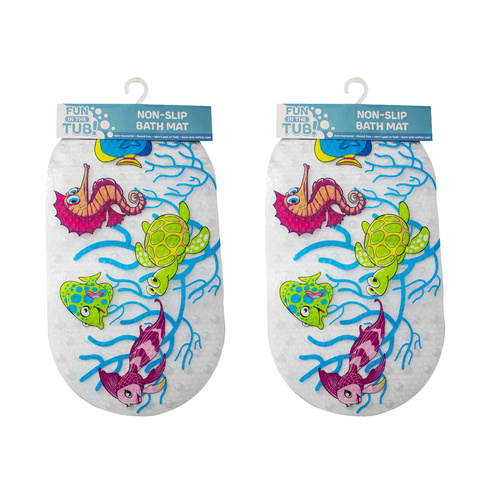 Fun In The Tub Sealife Non Peel Anti Bacterial Mould Free Bath Mat 2 Pack