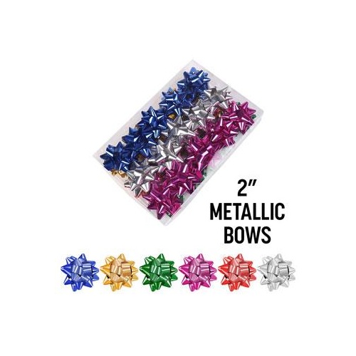 Lenan Metallic Gift Bows 2 Inch 100 Pack Assorted Colours