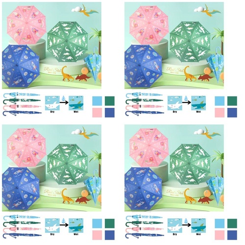 Kids Colour Changing Umbrella Assorted Prints - Random Design and Colour Supplied Pack of 4