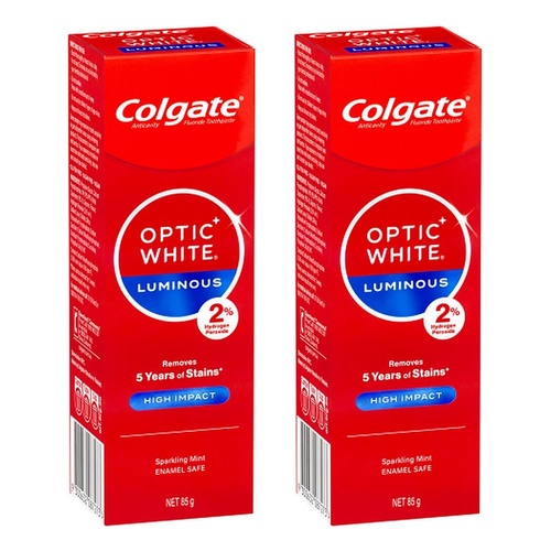 Colgate Optic White Luminous High Impact Sparkling Mint Toothpaste 85g Pack of 2