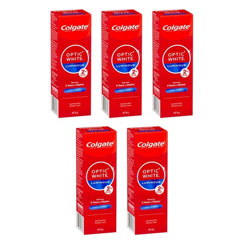 Colgate Optic White Luminous High Impact Sparkling Mint Toothpaste 85g Pack of 5
