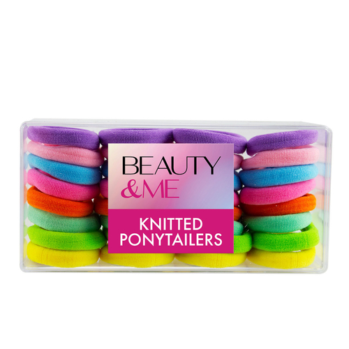 Beauty & Me 32 Pack Knitted Ponytailers Rainbow Colours Snag-Free Hold