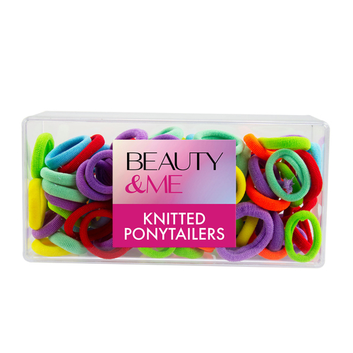 Beauty & Me 100 Pack Ponytailers Bright Rainbow Colours No-Snag Hold