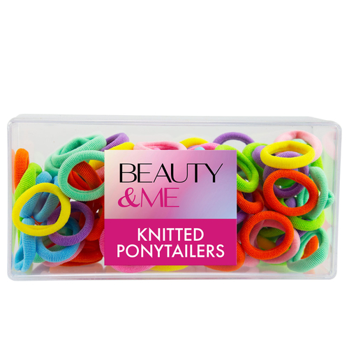 Beauty & Me 100 Pack Ponytailers Rainbow Colours No-Snag Soft Hold