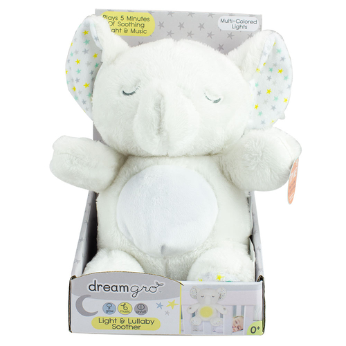 Baby Night Light & Lullaby Elephant Soft White Plush Sleep Soother