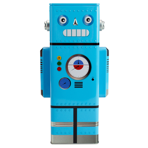 Kids Money Box Tin Blue Robot Design