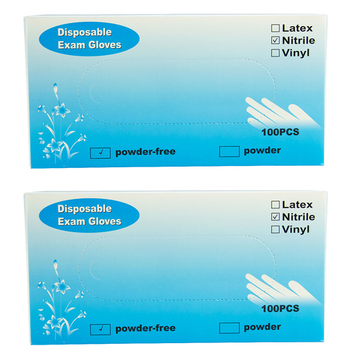 Disposable Nitrile Gloves Powder Free Medium 100 Pack 2 Pack