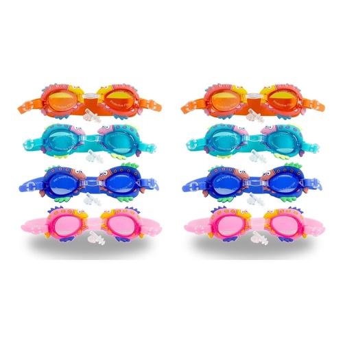 Kids Swimming Goggles Fish Design with Ear Plugs Assorted Colours - Random Colour Supplied Pack of 2