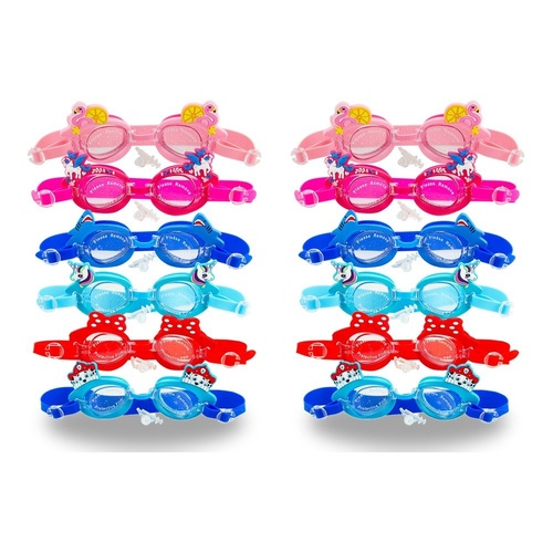 Kids Swimming Goggles Animal Designs with Ear Plugs Assorted - Random Design and Colour Supplied Pack of 2