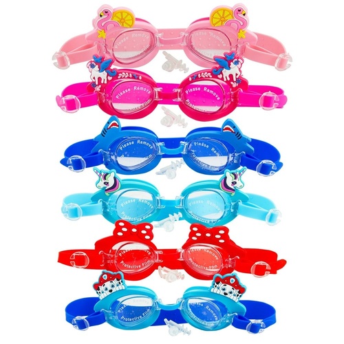 Kids Swimming Goggles Animal Designs with Ear Plugs Assorted - Random Design and Colour Supplied