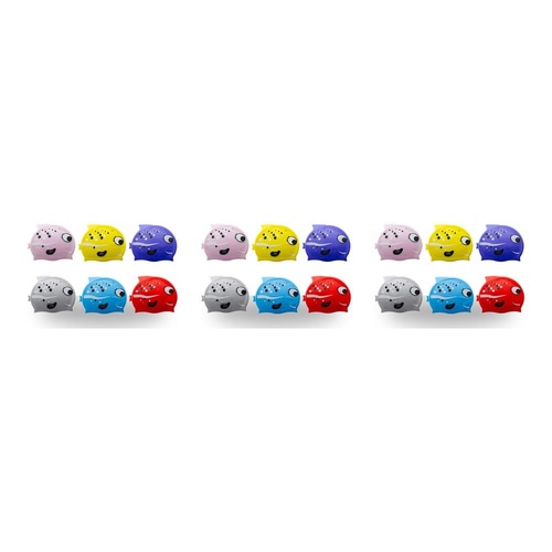 Kids Swimming Cap Mrs Fish Assorted Colours - Random Colour Supplied Pack of 3