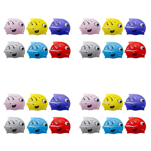 Kids Swimming Cap Mrs Fish Assorted Colours - Random Colour Supplied Pack of 4