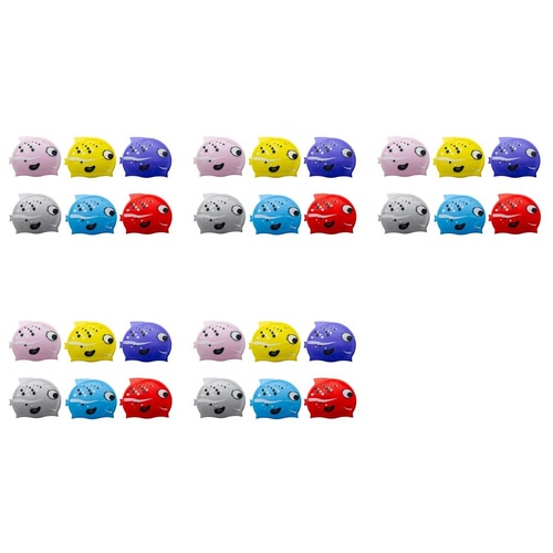 Kids Swimming Cap Mrs Fish Assorted Colours - Random Colour Supplied Pack of 5