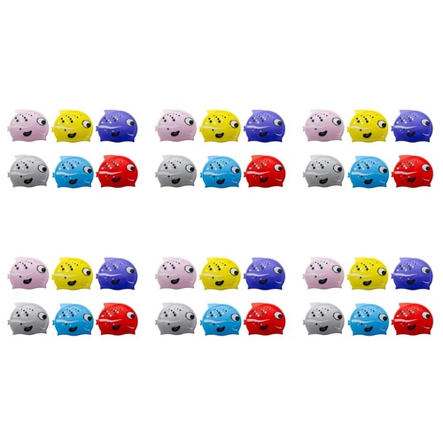 Kids Swimming Cap Mrs Fish Assorted Colours - Random Colour Supplied Pack of 6