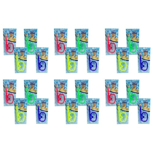 Kids Swimming Goggles Mask and Snorkel Set Assorted Colours - Random Colour Supplied Bundle of 6