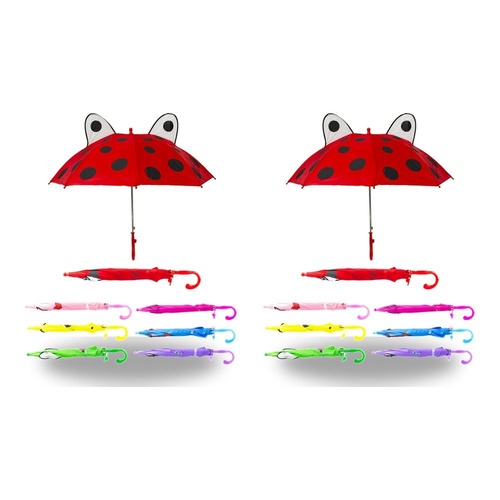 Kids Umbrella with Pop-Up Eyes Assorted Designs - Random Design and Colour Supplied Pack of 2
