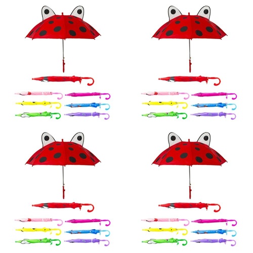 Kids Umbrella with Pop-Up Eyes Assorted Designs - Random Design and Colour Supplied Pack of 4