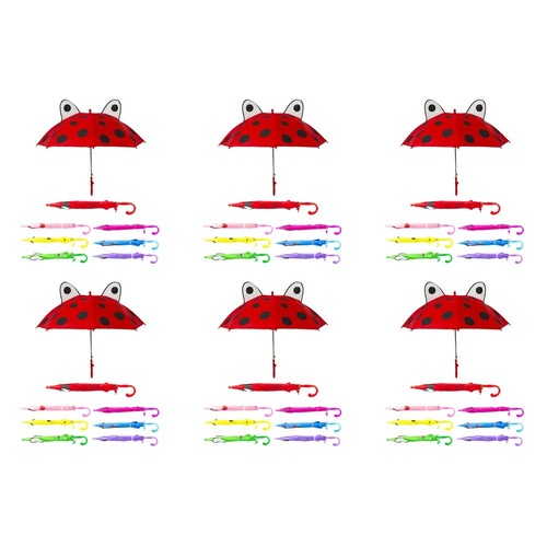 Kids Umbrella with Pop-Up Eyes Assorted Designs - Random Design and Colour Supplied Pack of 6