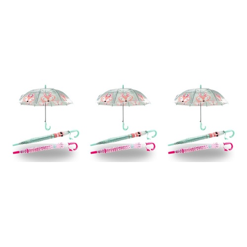 Kids Clear Dome Umbrella Fox Print - Random Colour Supplied Pack of 3