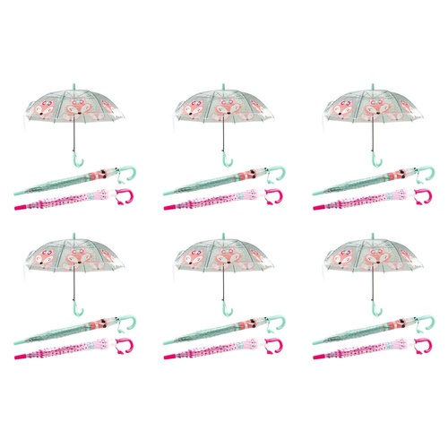 Kids Clear Dome Umbrella Fox Print - Random Colour Supplied Pack of 6