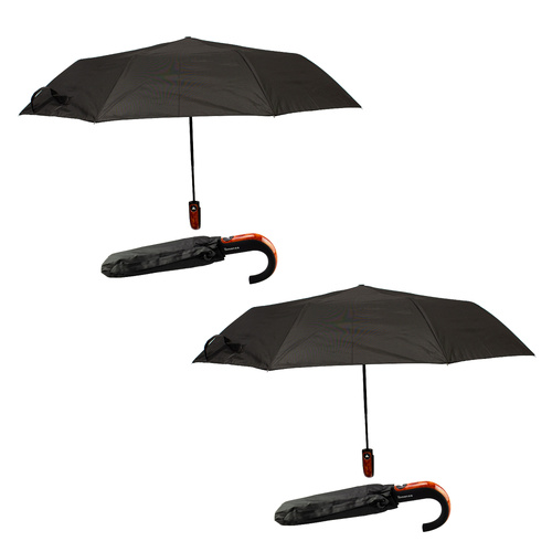 2 Pack Umbrella U Shaped Handle Black Windproof Automatic Open Close