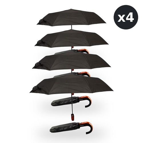 Umbrella U Shaped Handle Black Design Pack of 4
