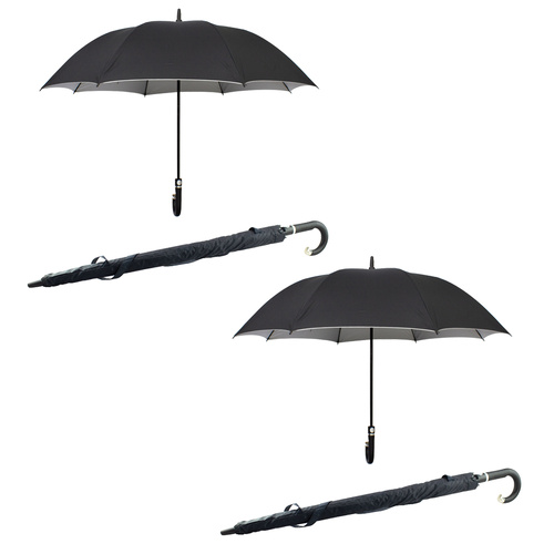 2 Pack Reflective Lined Umbrella with Cover Wind Resistant Compact for Men Women