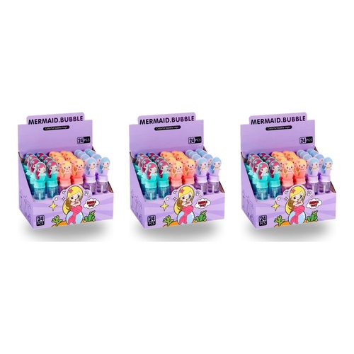 Mermaid Bubble Wand Bottles Counter Display of 24 Bundle of 3