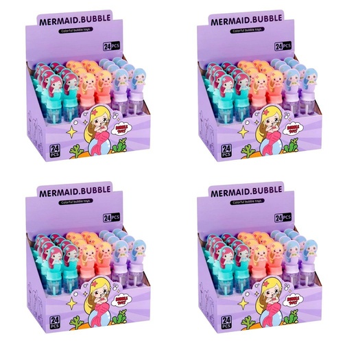 Mermaid Bubble Wand Bottles Counter Display of 24 Bundle of 4