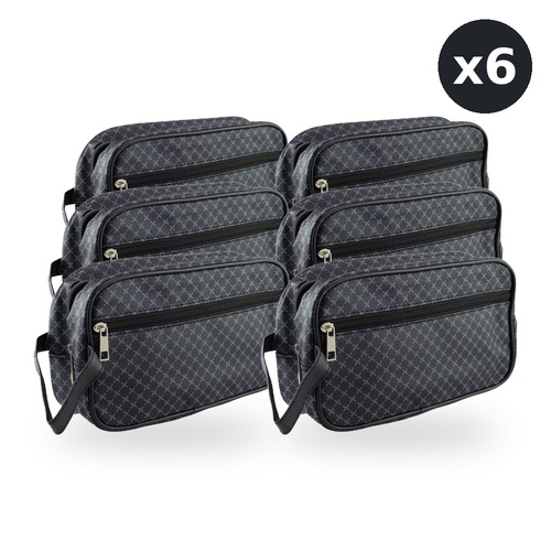 Crewman PU Vintage Print Design Dark Blue Color Toiletry Bag Pack of 6