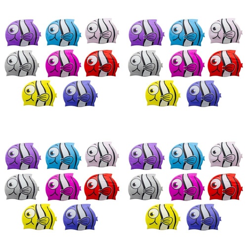 Kids Swimming Cap Clownfish Assorted Colours - Random Colour Supplied Pack of 4