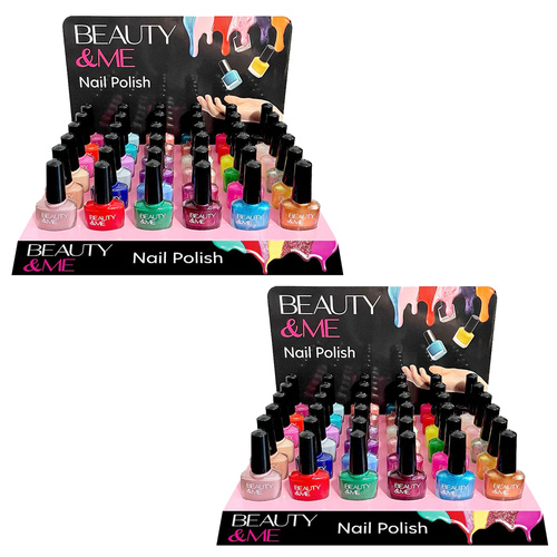 Beauty & Me 36 Colour Nail Polish Set Metallic Non Metallic Two Tone 12ml x2