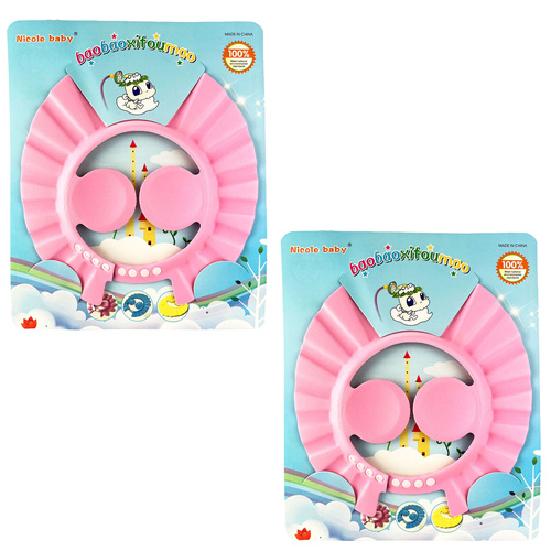 Nicole Baby Pink Adjustable Shampoo Hat Soft Bath Visor Non Toxic EVA Pack of 2