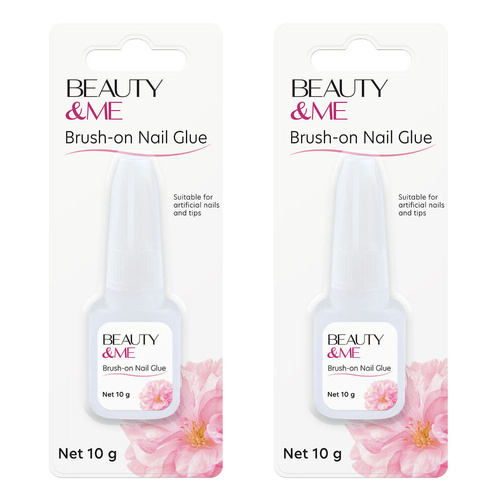 Beauty & Me Brush On Nail Glue 3g x2 Fast Dry Strong Salon Hold