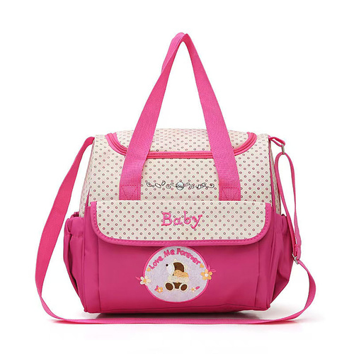 Baby & Me Pink Diaper Bag Spacious Nappy Tote for Bottles & Clothes