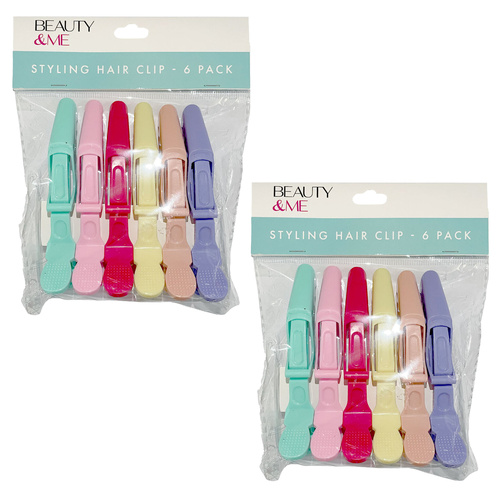 Beauty & Me Hair Clips 6 Pack Pastel Crocodile Styling Clips for All Hair x 2
