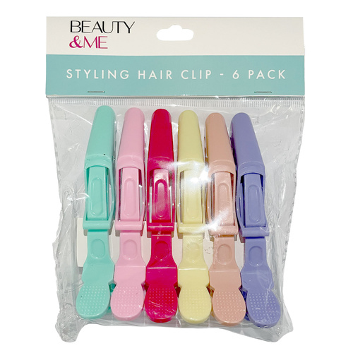 Beauty & Me Hair Clips 6-Pack Pastel Crocodile Styling Clips for All Hair