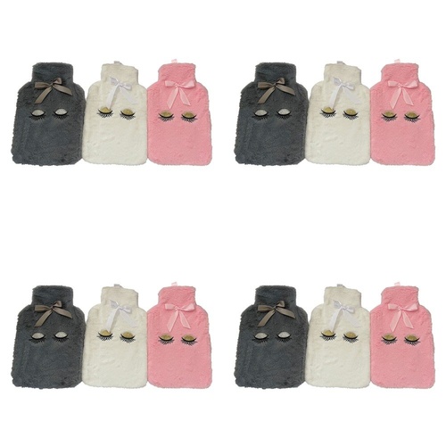 Health & Beauty Soft Plush Hot Water Bottle Cover Sleepy Eyes with Velcro - Random Colour Supplied Pack of 4
