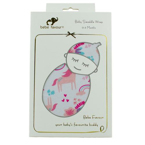 Bebe Favour Baby Swaddle Wrap Pink 0Ð3 Months 100% Cotton Gift Ready