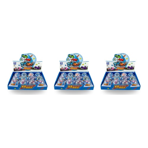 Novelty Gift Surprise Egg Pull Back Block Car Counter Display of 12 Bundle of 3